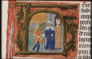 David accompanied by Bathsheba, gives Uriah a letter for Joab