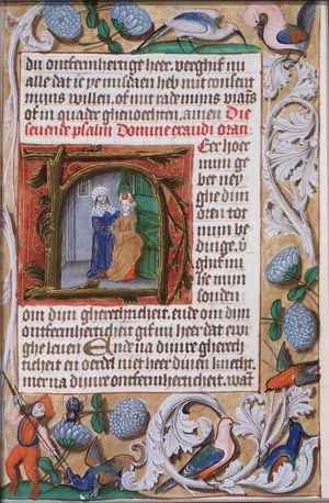 David and Bathsheba standing in their bedroom