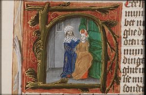David and Bathsheba standing in their bedroom