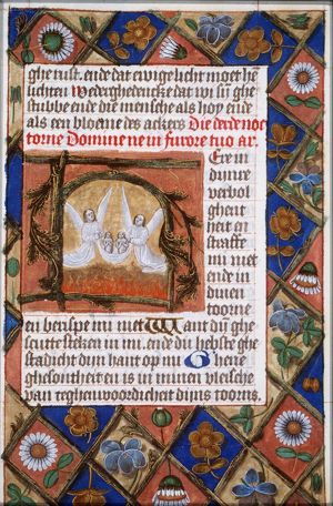 Two angels releasing souls from Purgatory