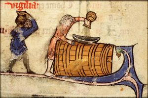 November: men pouring out wine