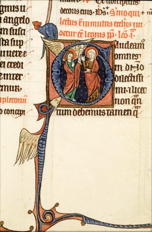 The Annunciation: Gabriel announces Christ's birth to Mary