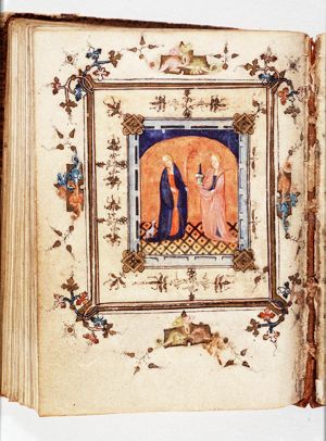 St. Agnes of Rome holding a palm, a lamb at her feet, and St. Barbara holding a palm and a tower