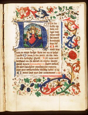 Madonna: Mary sitting on the ground, holding the Christ-child