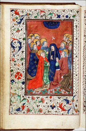 Pentecost: the Holy Spirit descends upon Mary and the apostles