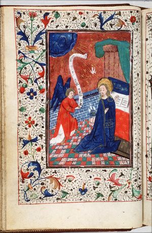 The Annunciation: Gabriel announces Christ's birth to Mary