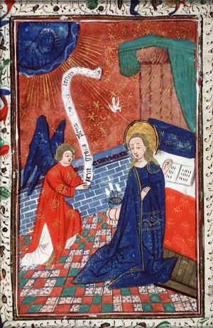 The Annunciation: Gabriel announces Christ's birth to Mary