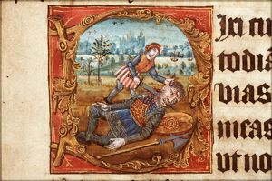 David and Goliath: David beheads Goliath with his sword