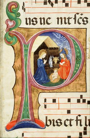 The Nativity: the adoration of the Christ-child by Mary and St. Joseph