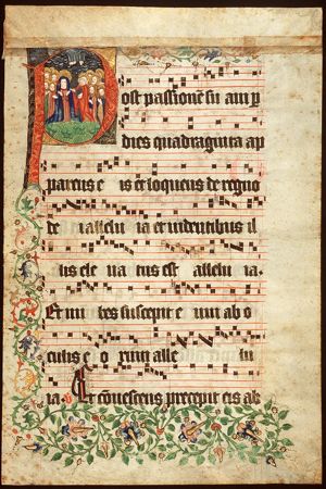 The Ascension: Christ ascends into heaven above Mary and the apostles
