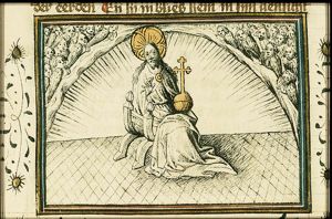 The Creation: God on his throne resting on the seventh day
