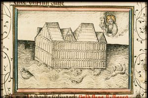 The Great Flood: the ark of Noah floating on the waters