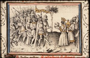 Meeting of Abraham and Melchizedek, who brings bread and wine