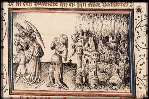 The destruction of Sodom; Lot's flight, his wife turned into a pillar of salt