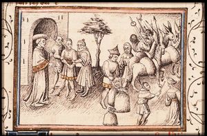 Joseph sells corn to his brothers and retains Simeon at their departure