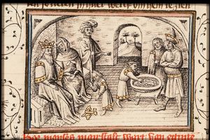 Moses throws Pharaoh's crown to the ground and puts burning coals in his mouth