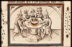 The celebration of the first Passover: the Israelites eat the Passover lamb