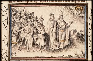 Moses and Aaron lead the Israelites out of Egypt