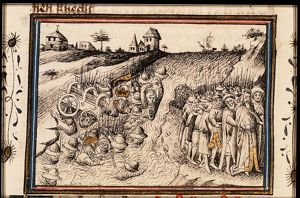 The Israelites cross the Red Sea; Pharaoh's army perishes in the water
