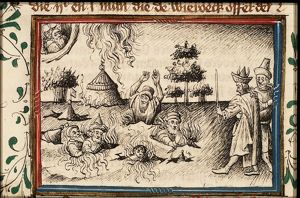 Korah, Dathan and Abiram swallowed up by the earth