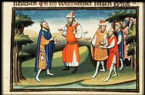 Moses recites his canticle before the assembled people