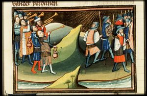 Gideon and his army put the Midianites to flight by blowing their horns