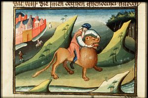 Samson kills the lion with his bare hands