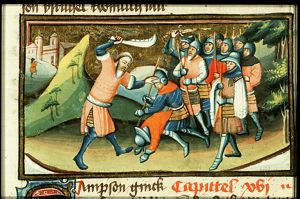 Samson slays a thousand Philistines with the jaw-bone of an ass