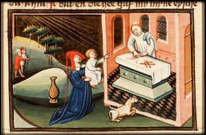 Hannah presents Samuel to Eli in the temple at Shiloh
