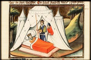 David steals the spear and water-cup away from Saul sleeping in his tent