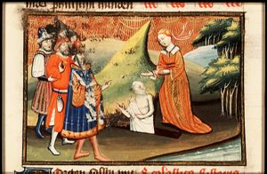 Saul speaks with the ghost of Samuel raised by the Witch of Endor