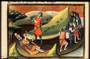 Saul and his armour-bearer kill themselves with their own swords