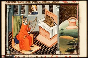 David plays the harp before the Ark of the Covenant after its return to Jerusalem