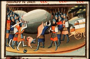 The Israelites defeat the Aramaeans and their leader Shobach (Hadadezer's general)
