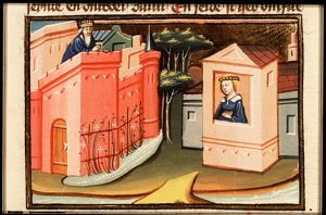 David sees Bathsheba bathing from the roof of his palace