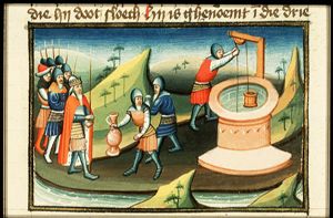 The three heroes bring David water from the well of Bethlehem