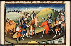 King Ahab is accidentally shot dead by a Syrian arrow