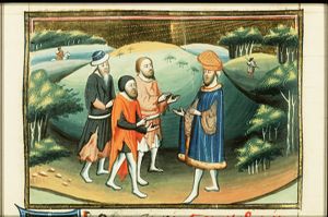 Three Israelites in sackcloth before Hezekiah