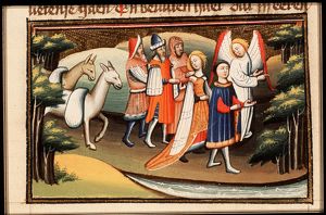 Tobias and Sarah return to Nineveh accompanied by the angel Raphael