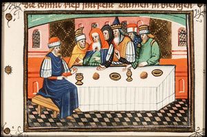 Belshazzar's feast: the magicians fail to interpret the writing on the wall