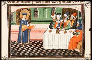 Daniel interprets the writing on the wall before Belshazzar