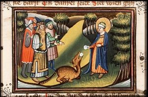 Daniel kills the dragon by giving him food