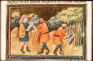 Harpagus gives Cyrus to a shepherd; Cyrus removed from the bitch by the shepherd
