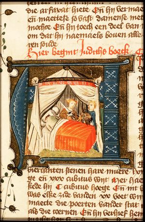 Judith gives the head of Holofernes to her maidservant