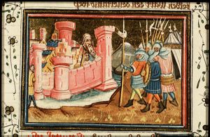 Holofernes' head is hung on the city wall of Bethuliah