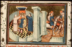 The coronation of Darius; Darius becomes king after a competition between horsemen