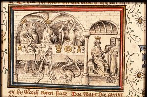 Nectanebus as a dragon lulls Philip's suspicion; the prophetic bird's egg