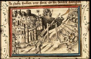 The Jews of Jotapata use sacks of straw against the battering-ram of Vespasian
