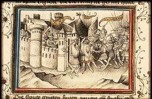 Skirmishes between the Jews and the Romans outside the gates of Jerusalem