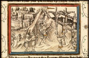 The Romans crucify Jewish prisoners